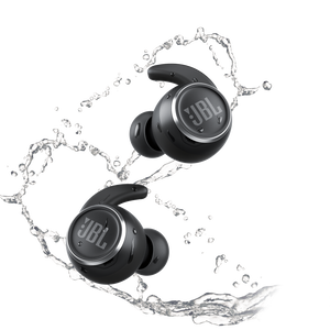 JBL Reflect Mini NC - Black - Waterproof true wireless Noise Cancelling sport earbuds - Front